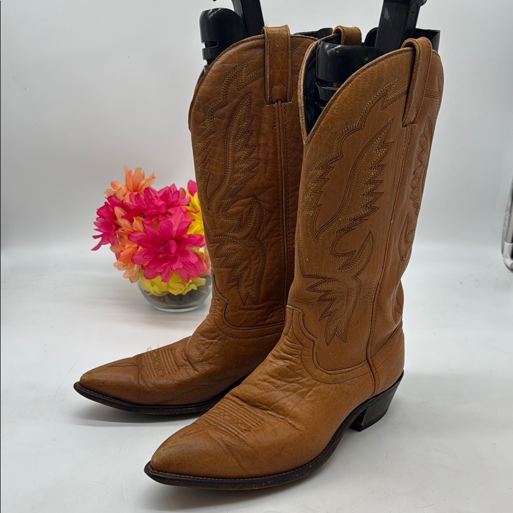 Code West Classic Tan Western Cowboy Leather Boots Size 12 COW8540